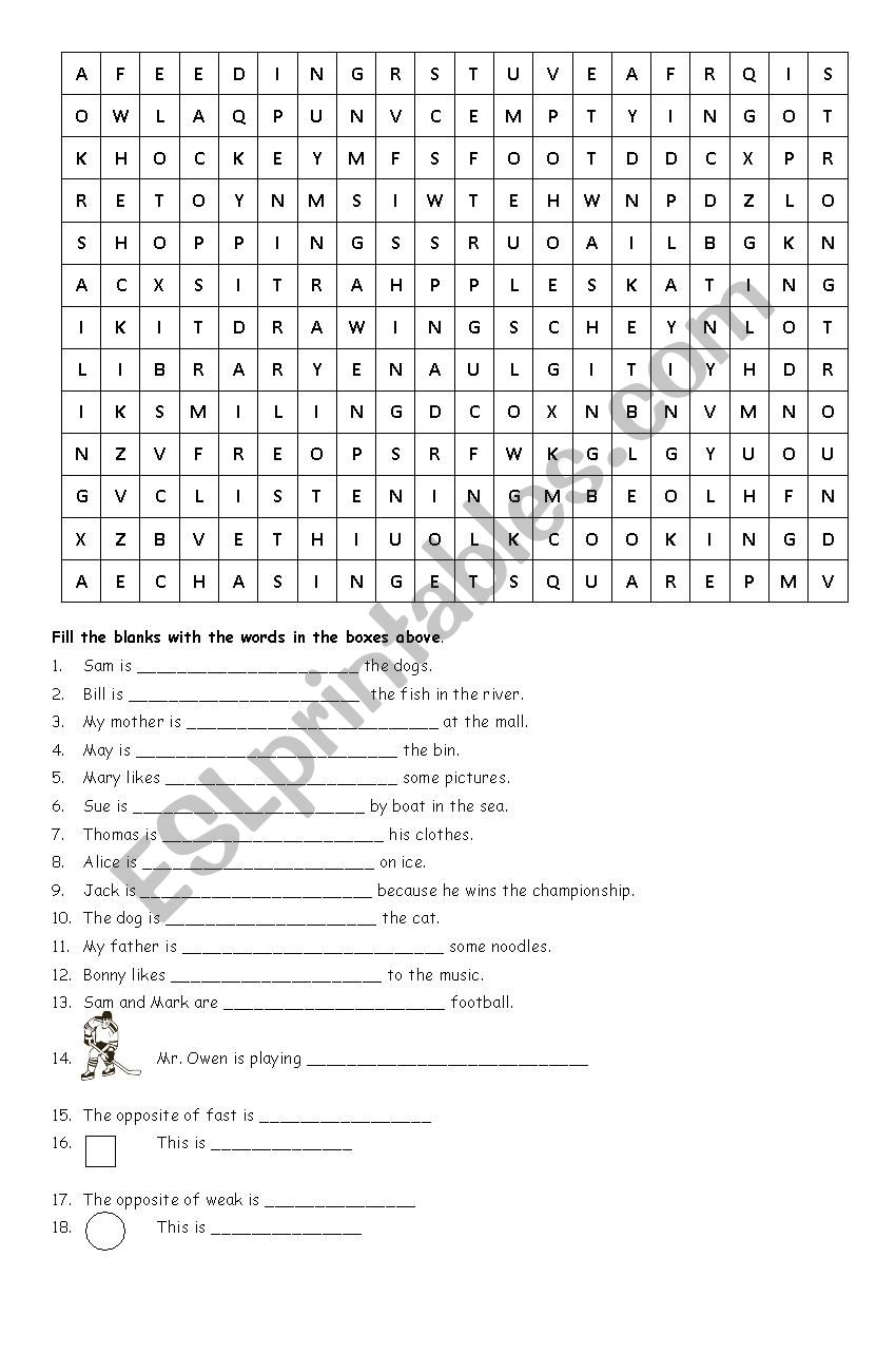 present continuous puzzle  worksheet