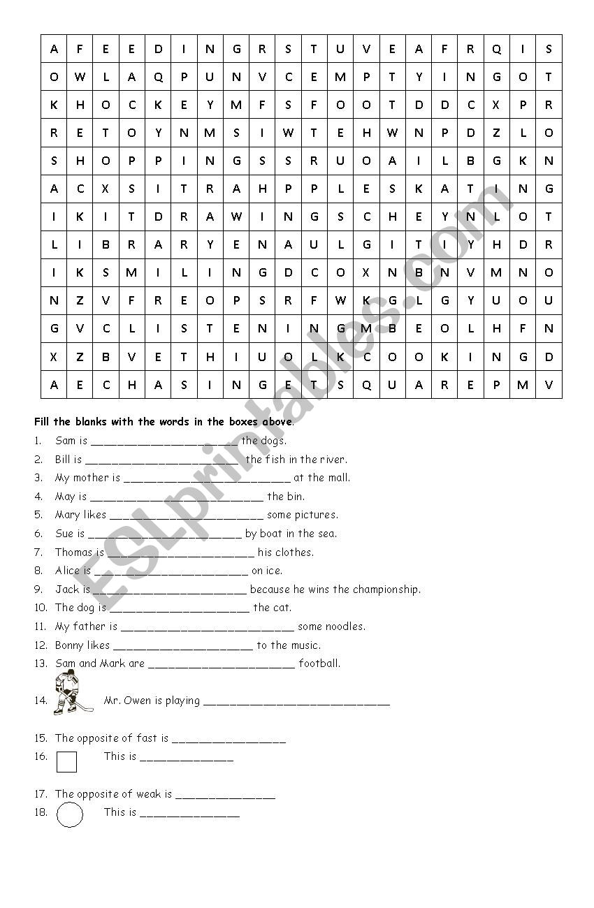 present continuous puzzle  worksheet