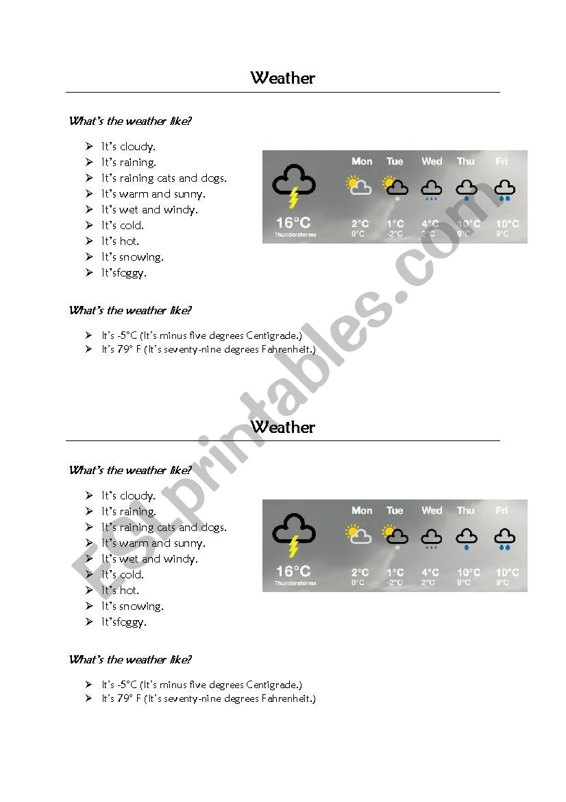 Weather worksheet