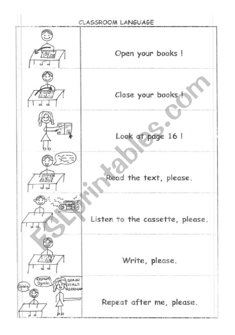 classroom language worksheet