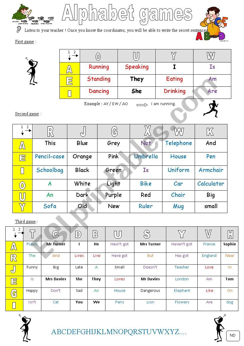 alphabet games worksheet