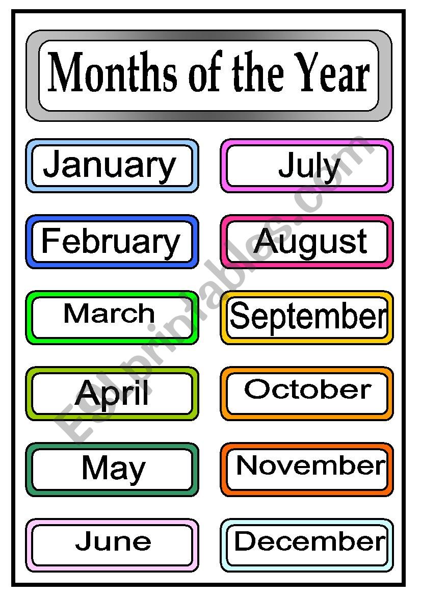 Months worksheet