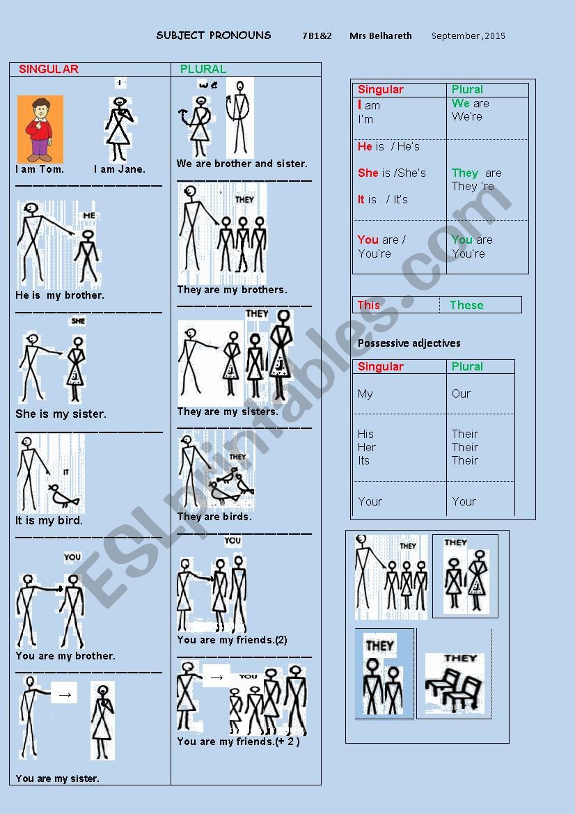 Subject Pronouns worksheet