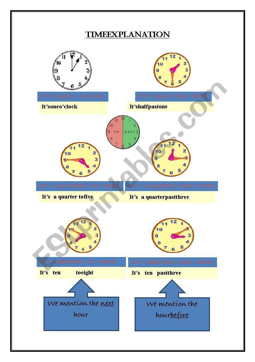 Time explanation worksheet