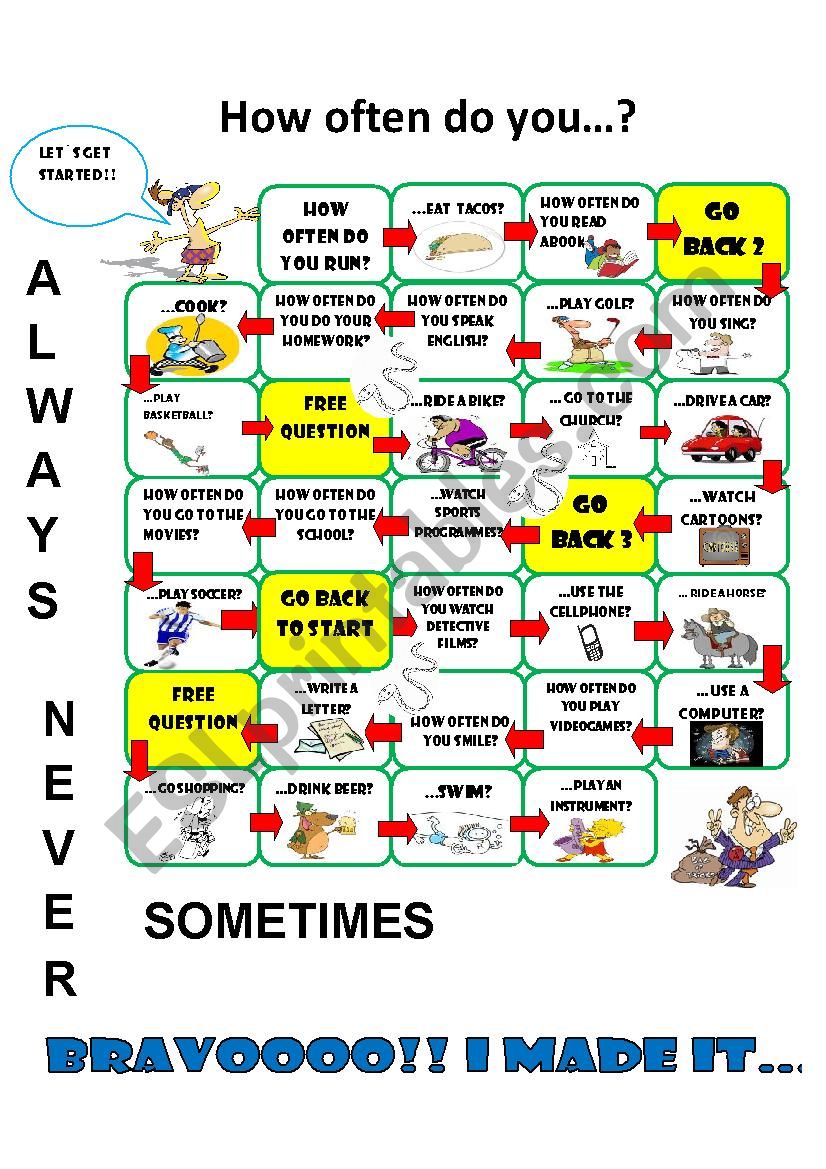 ADVERBS OF FREQUENCY - BOARD GAME