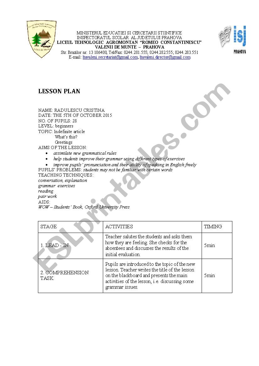 lesson plan worksheet