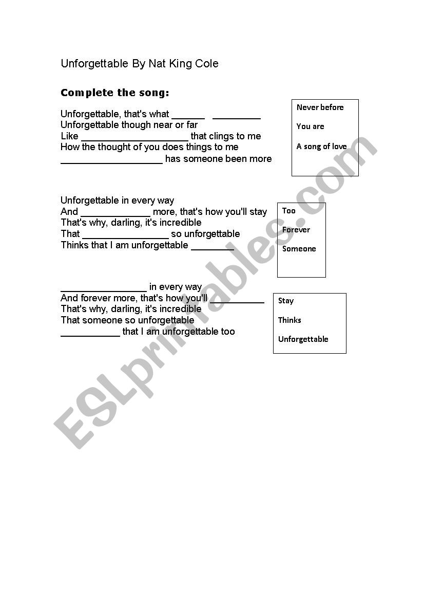 Easy Song for Beginners worksheet