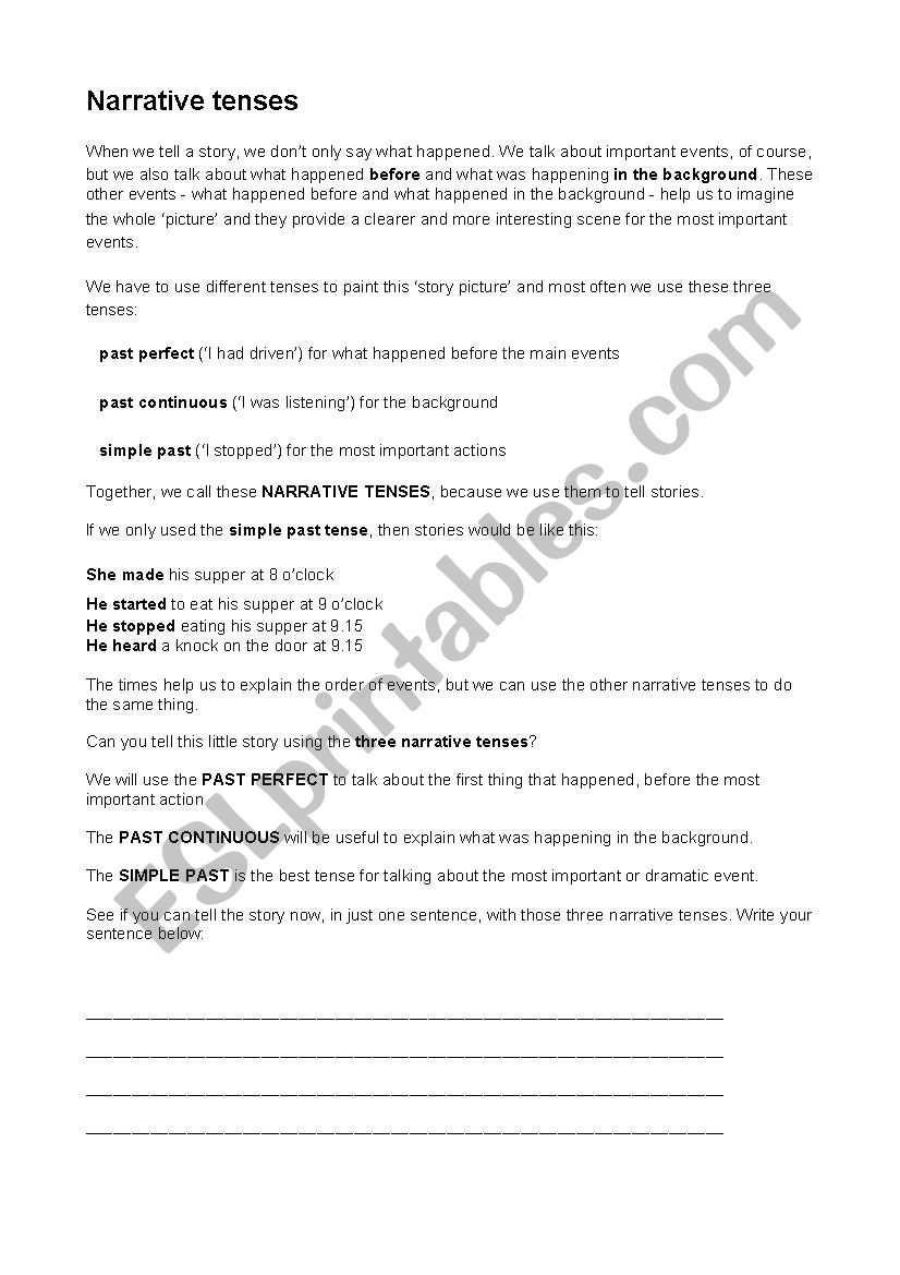 Handout: Introduction to the NARRATIVE TENSES