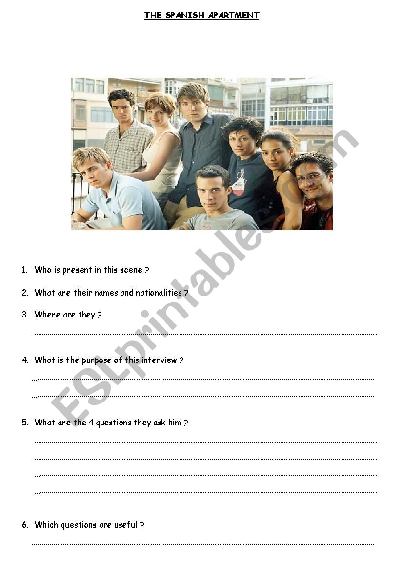 The Spanish Apartment worksheet