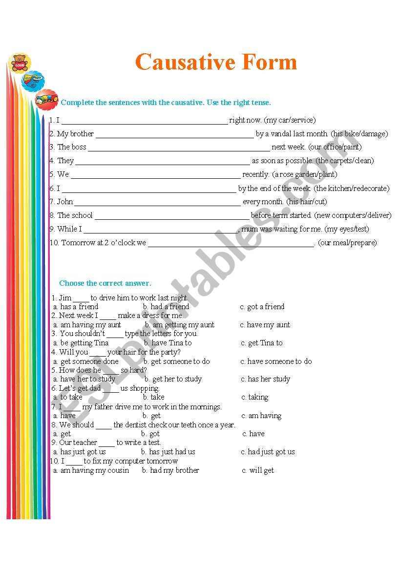 Causative Form worksheet