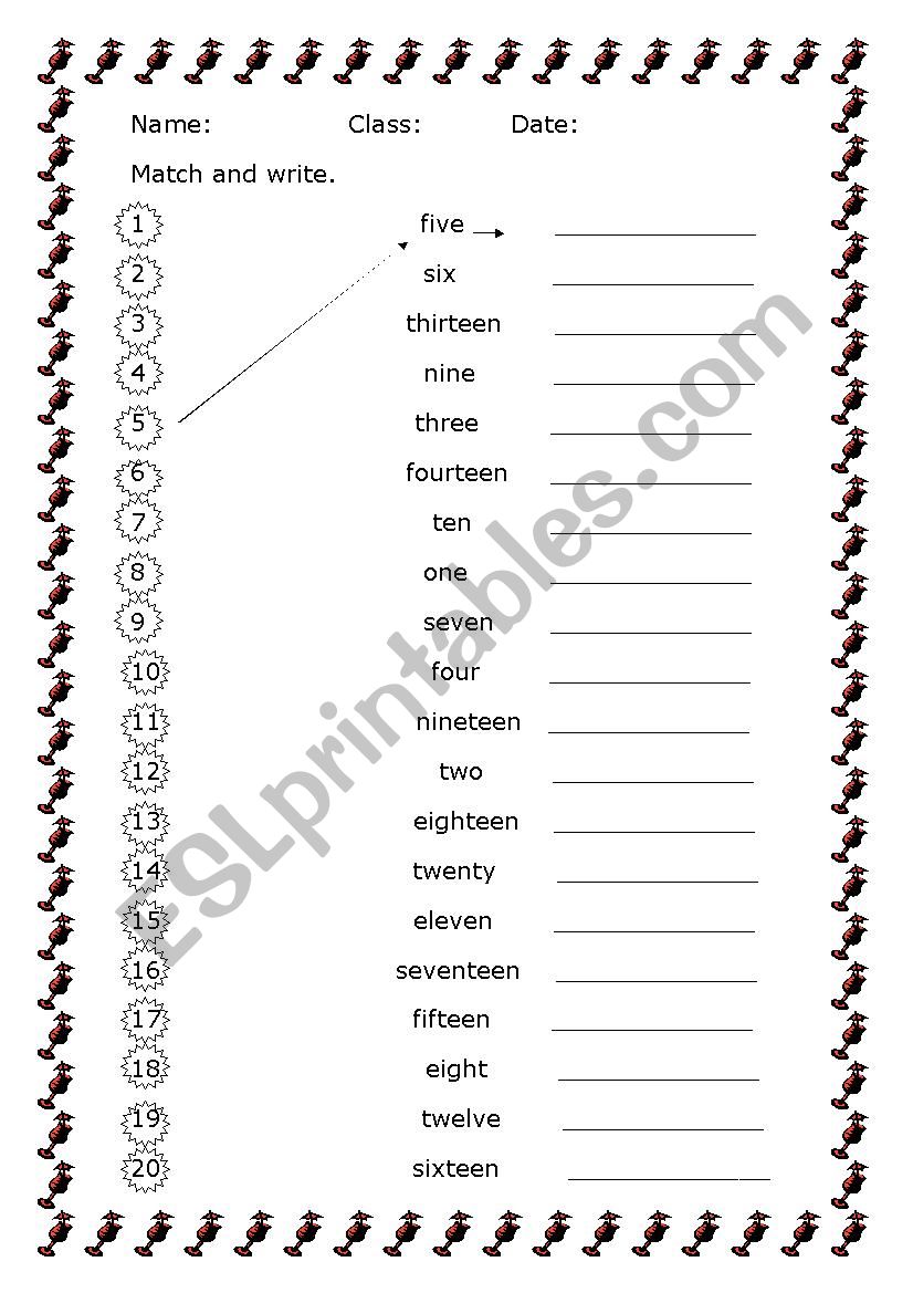 NUMBERS worksheet