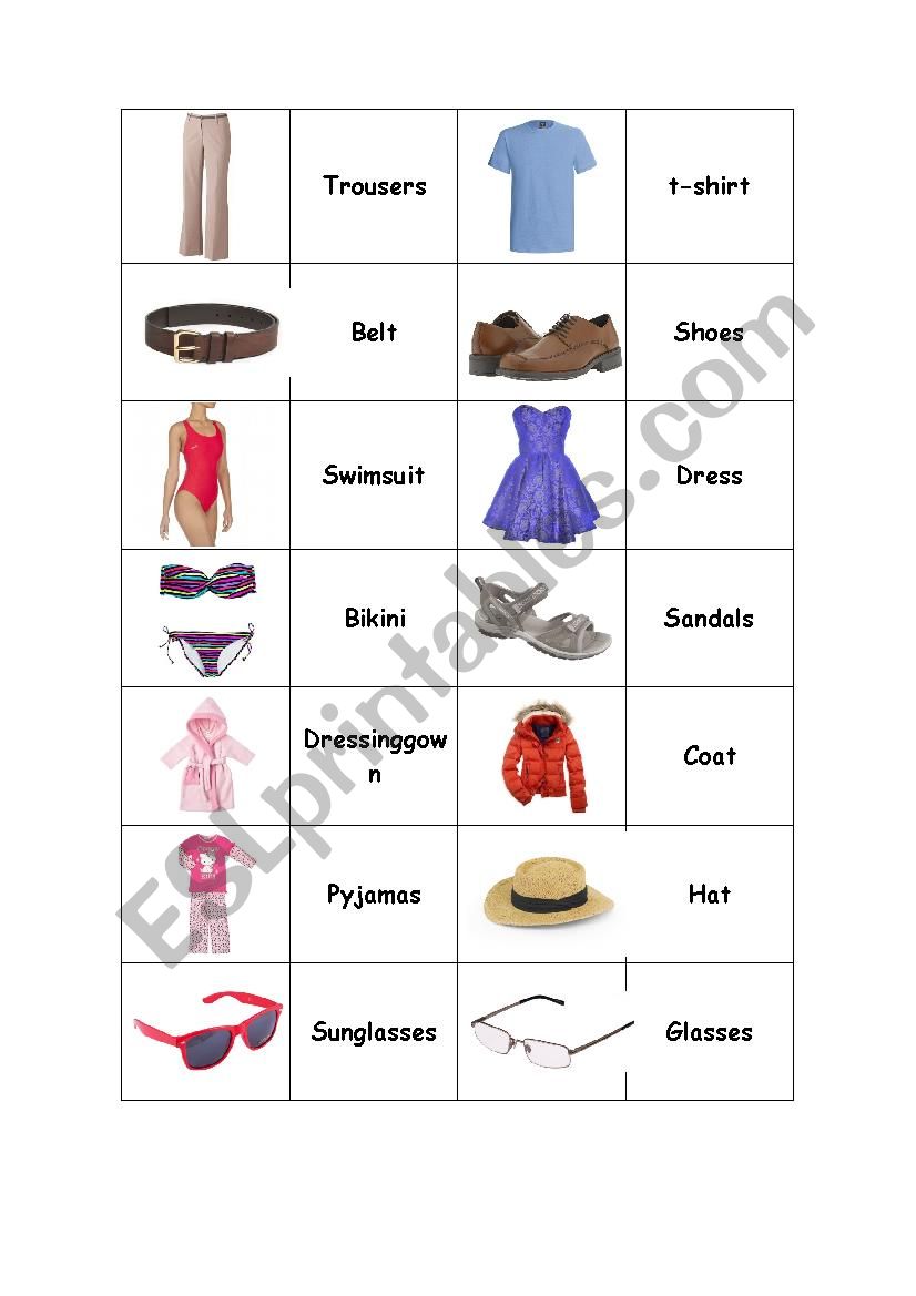 Clothes Matching Game worksheet