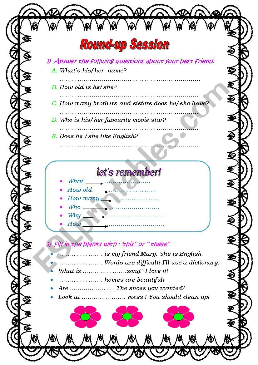 8th form review worksheet