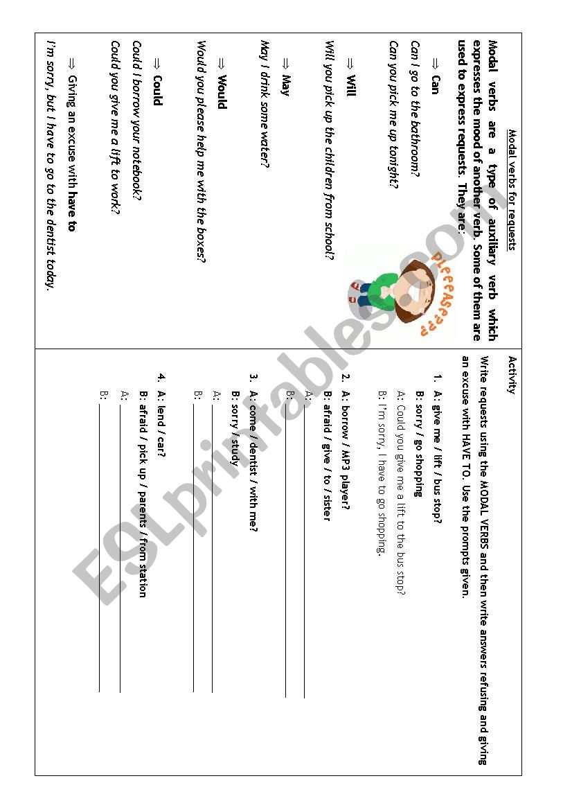 Modal verbs for requests worksheet