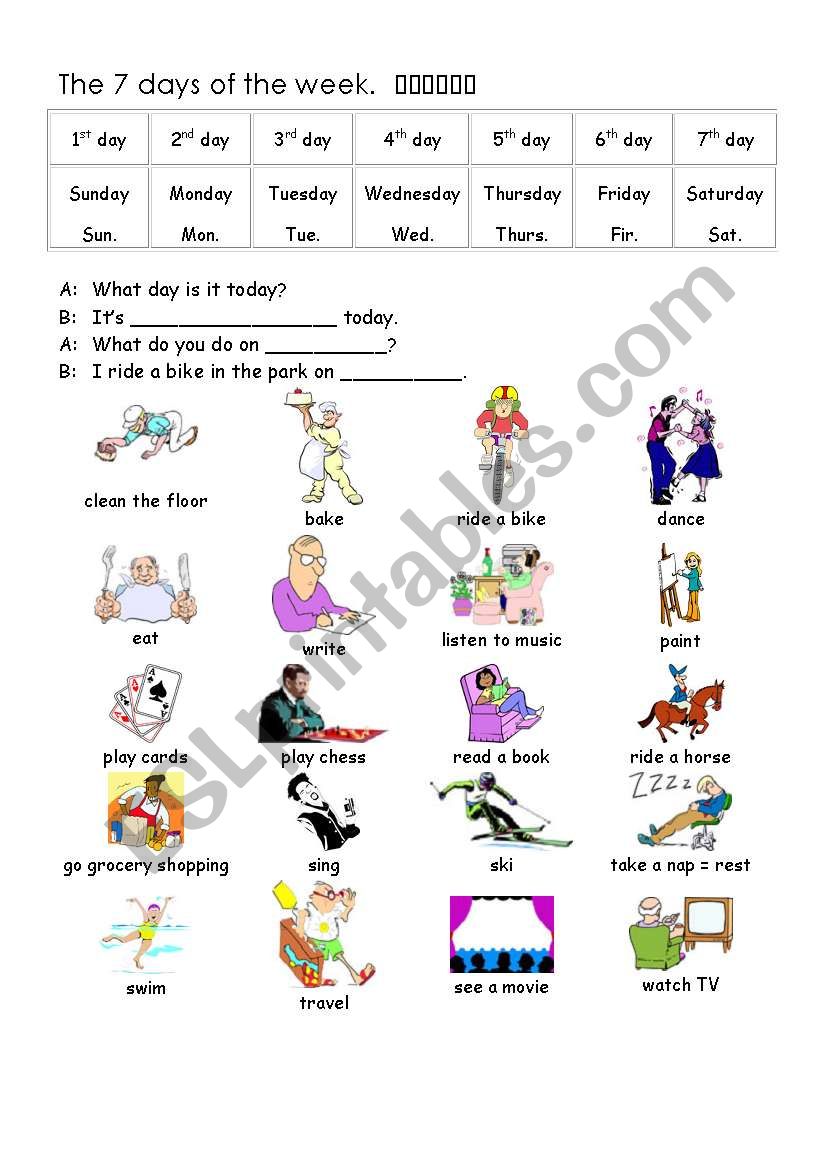 daily activity worksheet