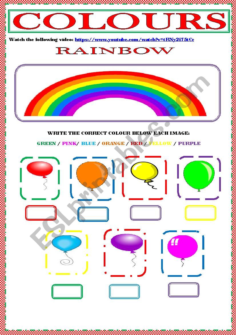 COLOURS - SONG - BALLONS worksheet