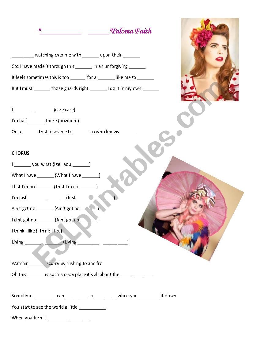 Upside Down - Paloma Faith worksheet