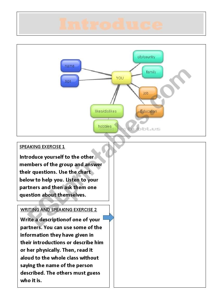 Introduce yourself worksheet