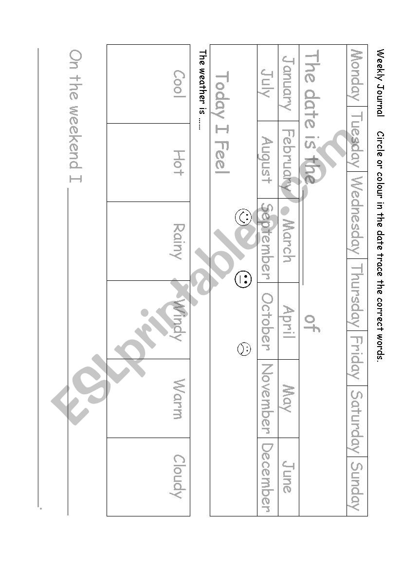 Weekly Journal worksheet