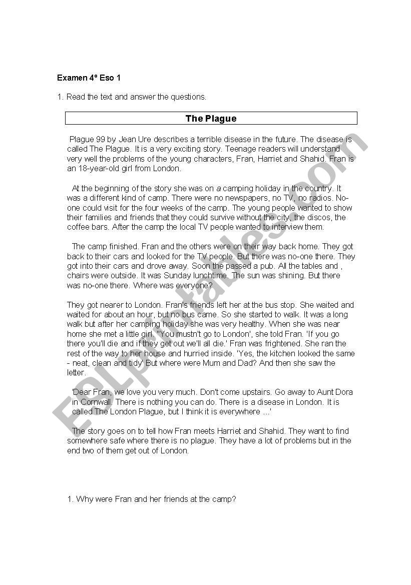 Reading Comprehensio worksheet