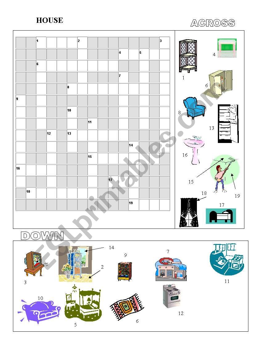 House Crossword worksheet