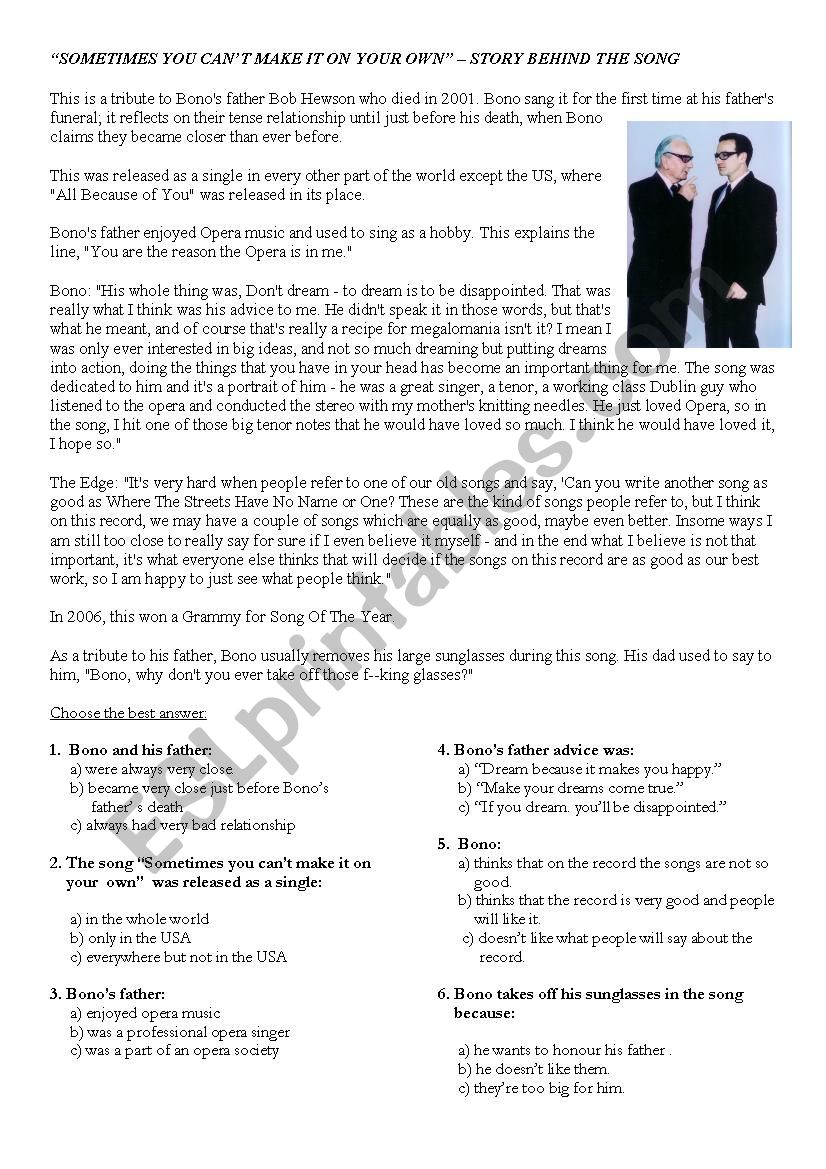 Sometimes you canÂ´t make it on your own - story behind the song