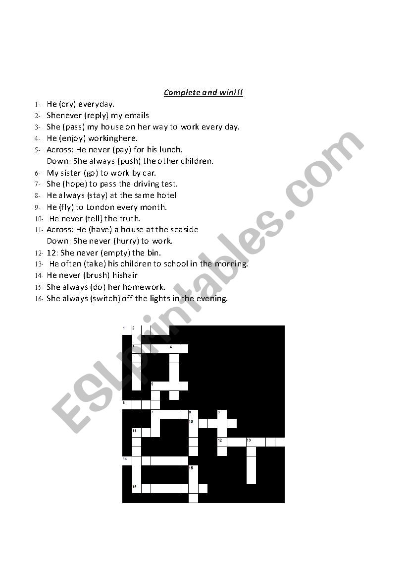 SimplePresent  worksheet