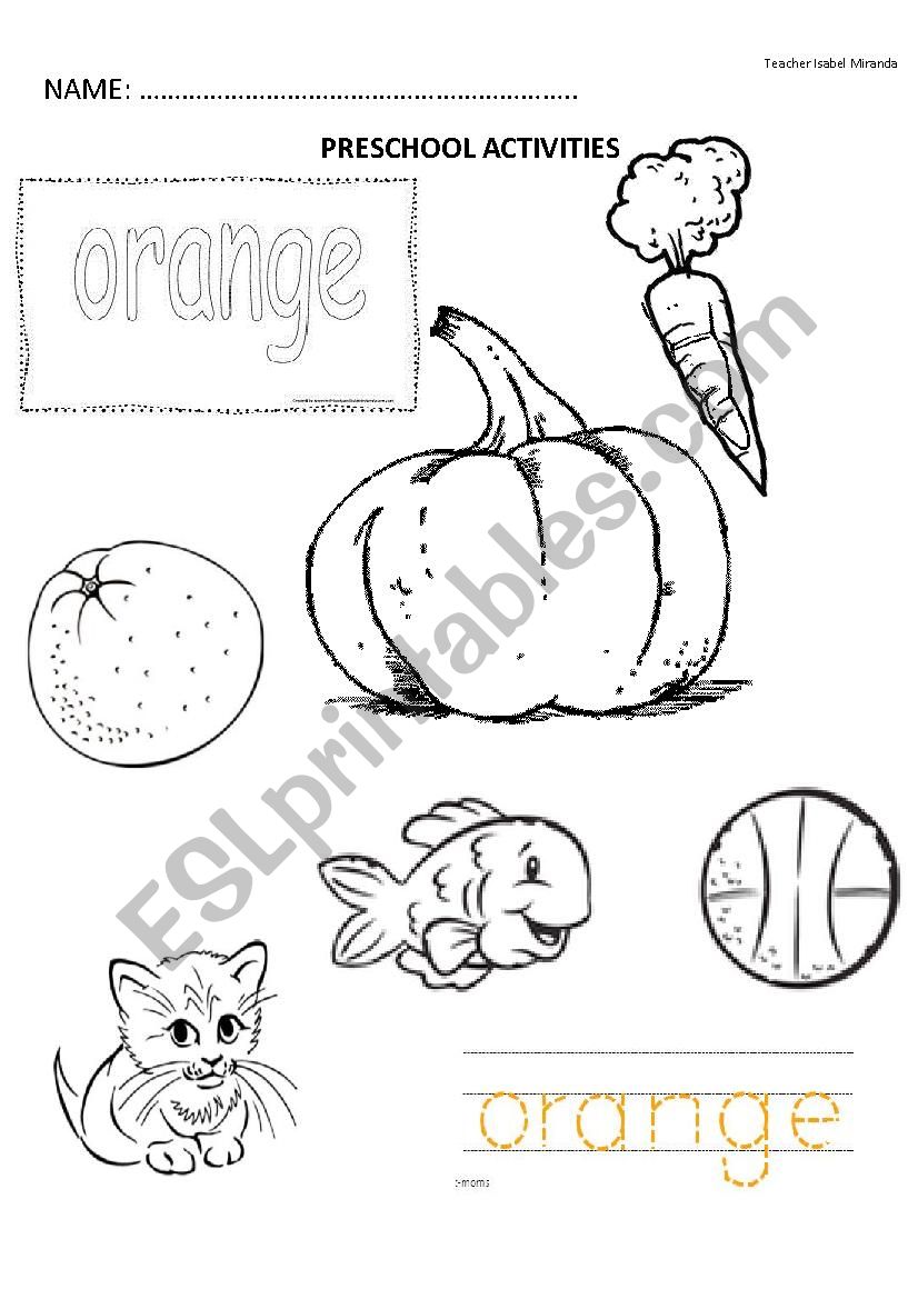 orange - colour worksheet