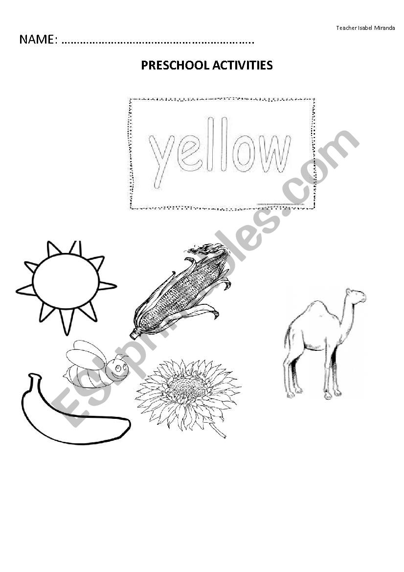 yellow - colour worksheet