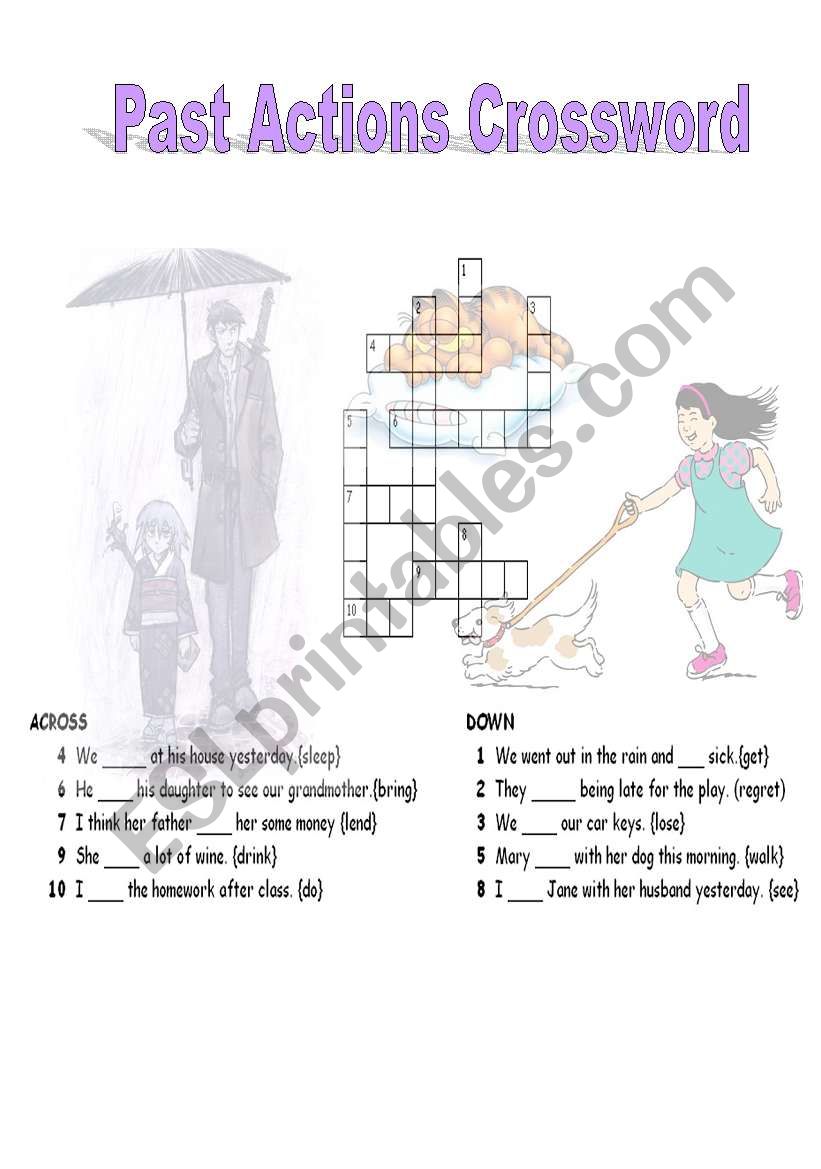 Past Actions Crossword worksheet