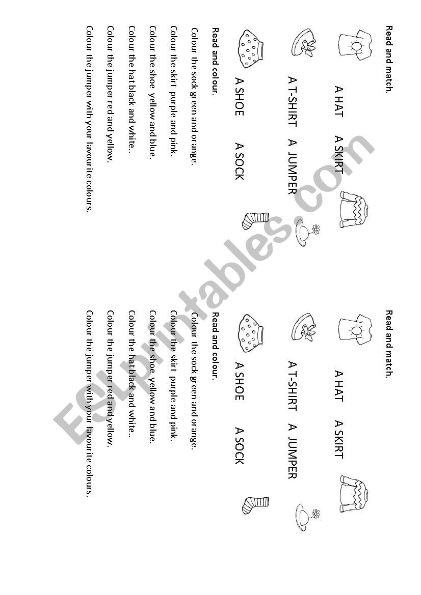 CLOTHES AND COLOURS worksheet