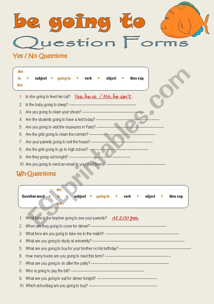 be going to question forms worksheet