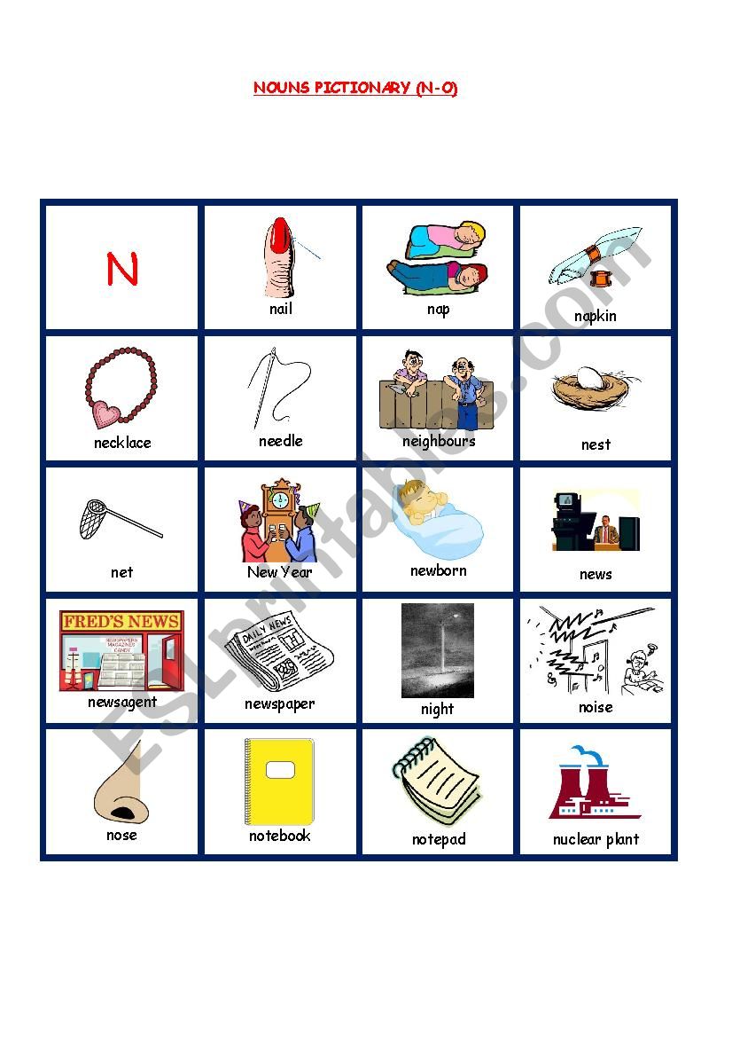 NOUNS PICTIONARY 7 worksheet