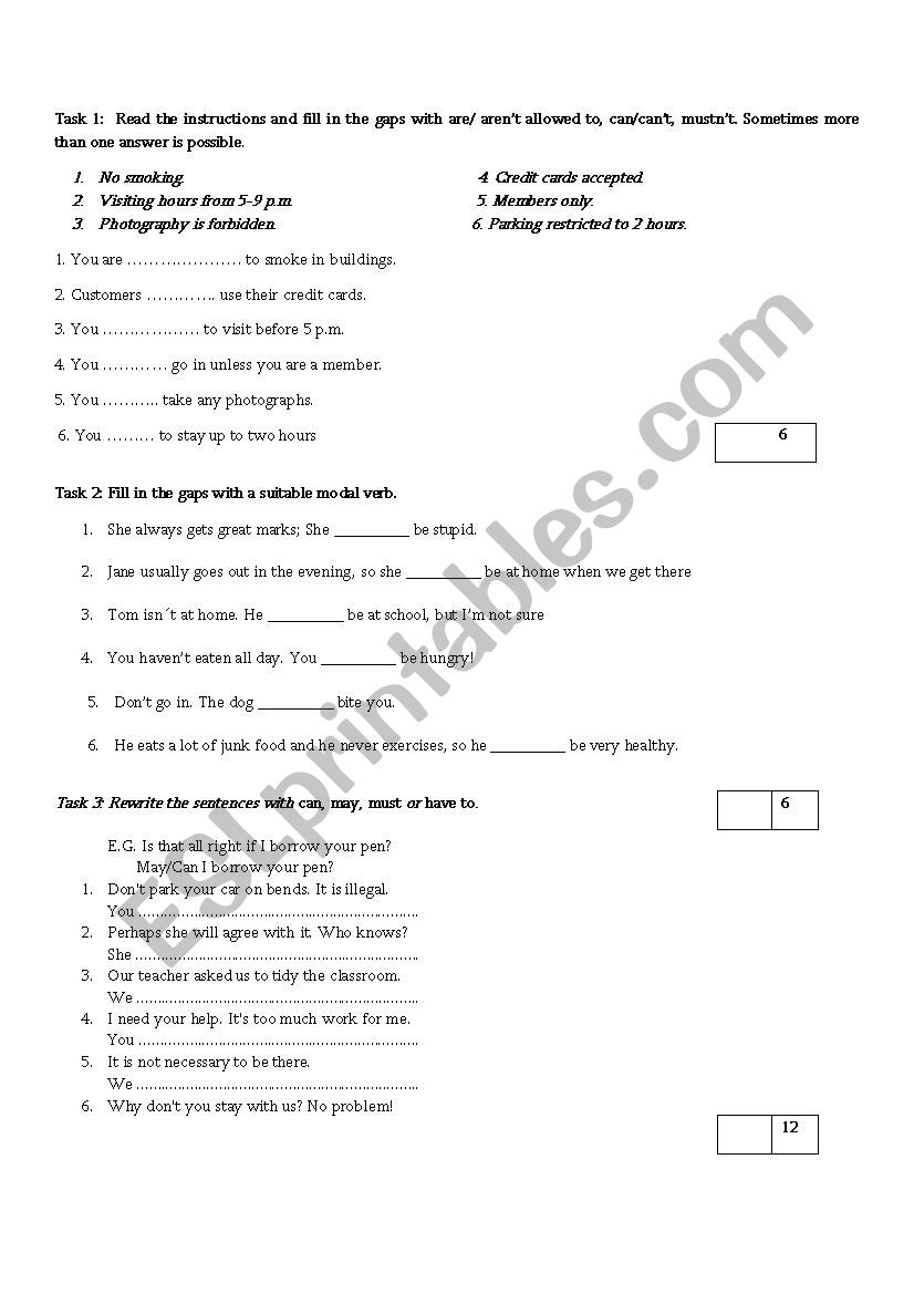 Modals and present perfect worksheet