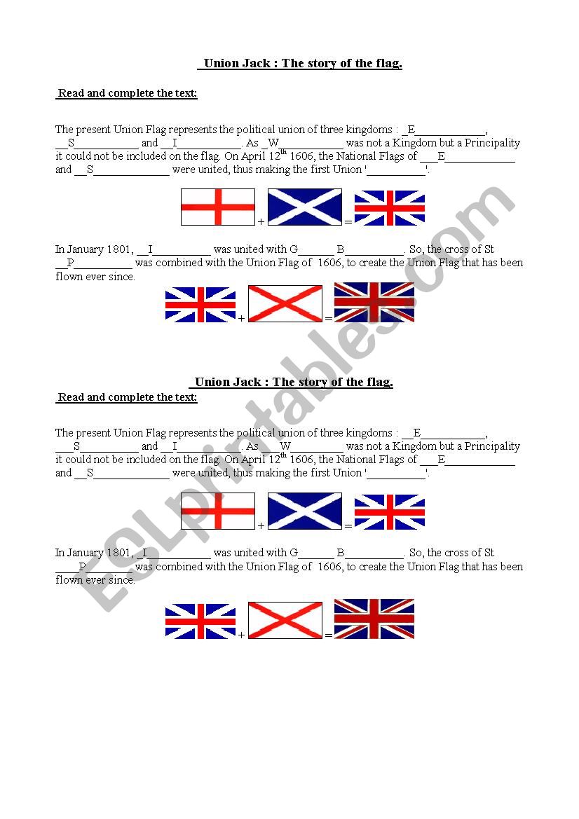 Union Jack  worksheet