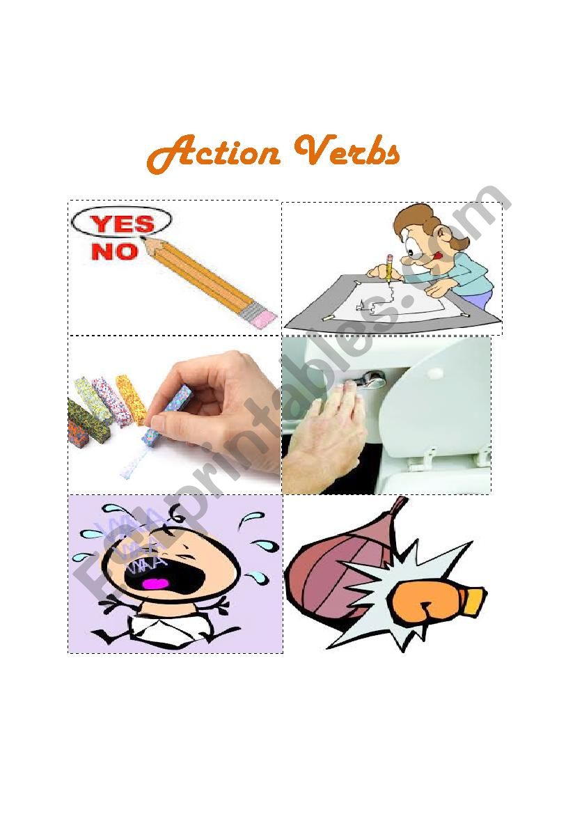 verb flashcards worksheet