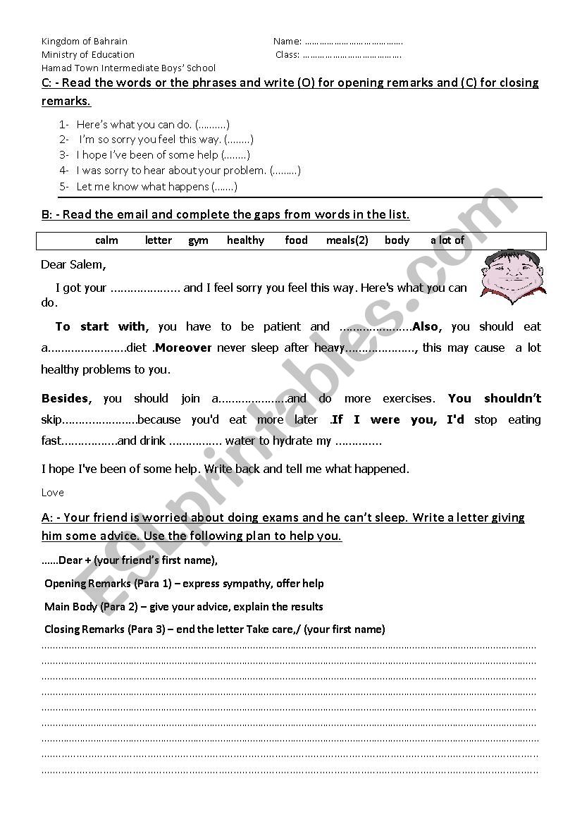 Giving Advice worksheet