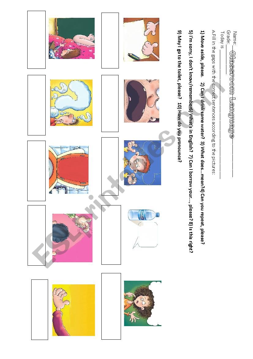 Classroom Language worksheet