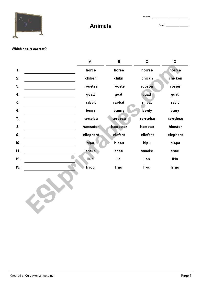 Find the correct spelling worksheet