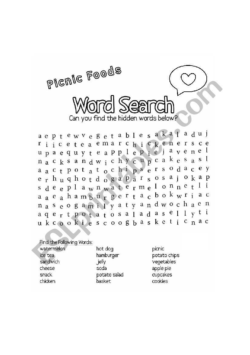 word search worksheet