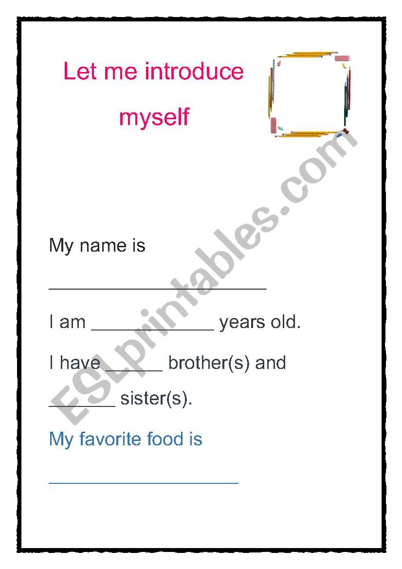 Let me introduce myself worksheet