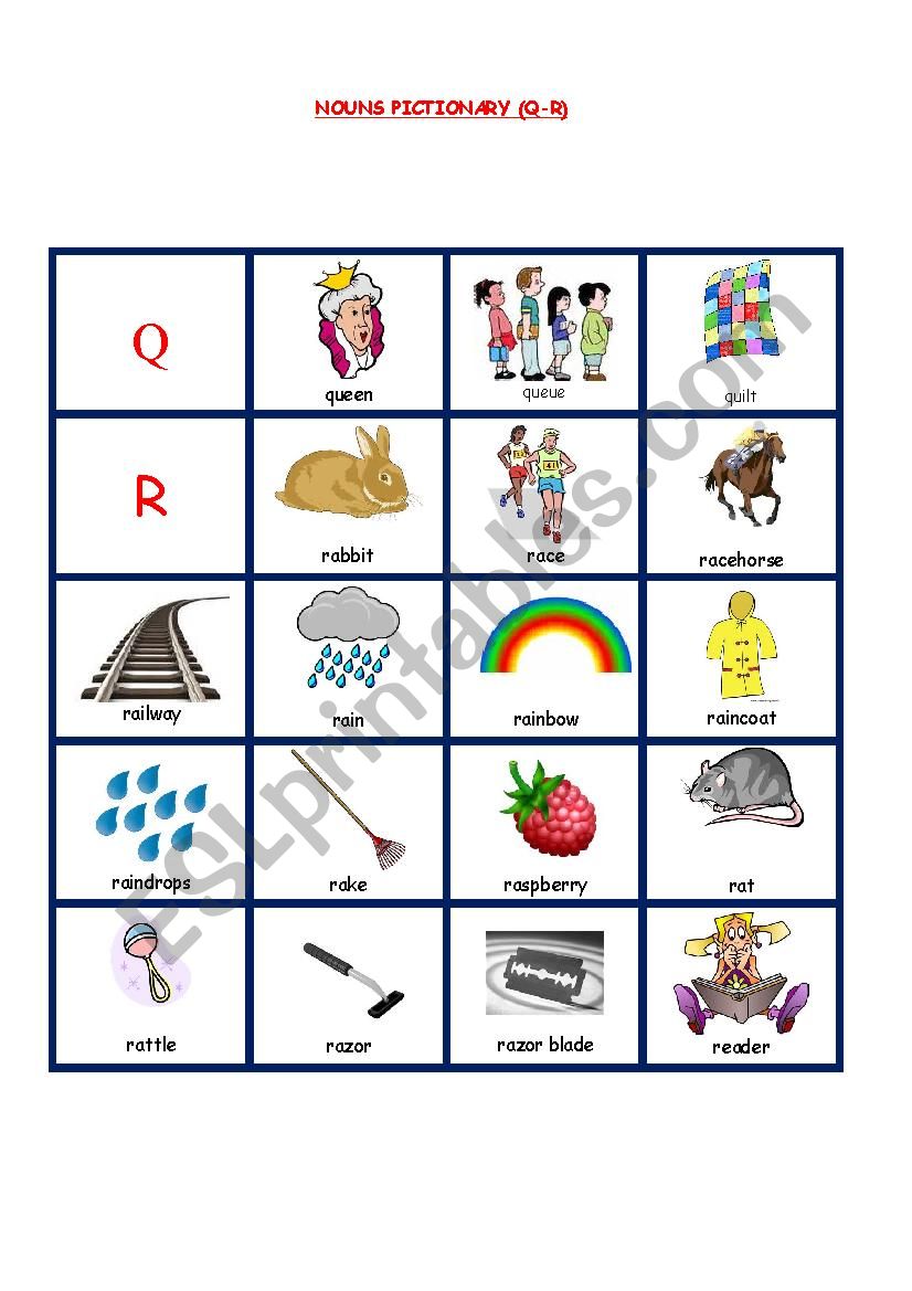 NOUNS PICTIONARY 9 worksheet