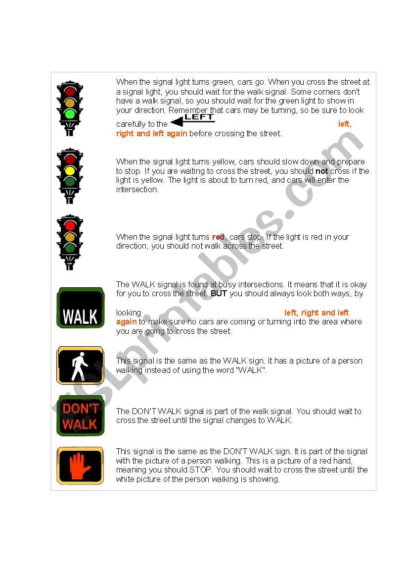 Traffic Signs worksheet