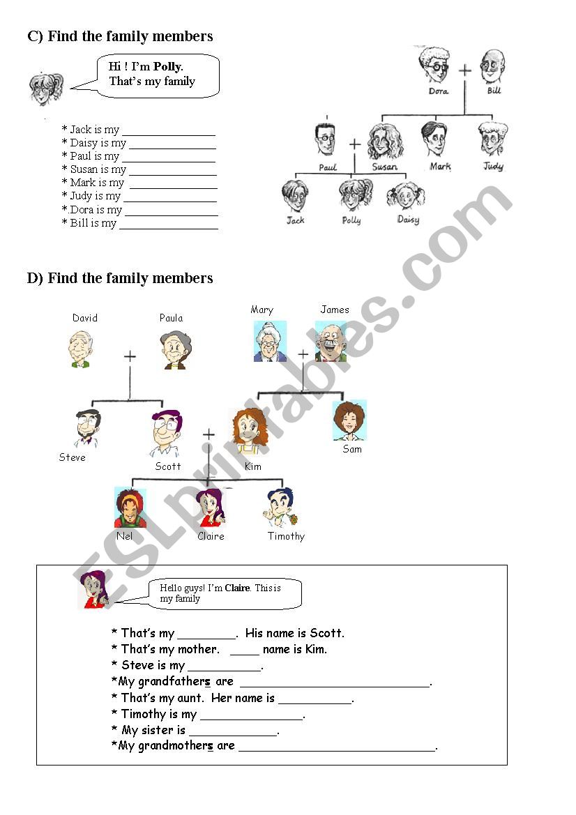 Family Members Worksheet worksheet