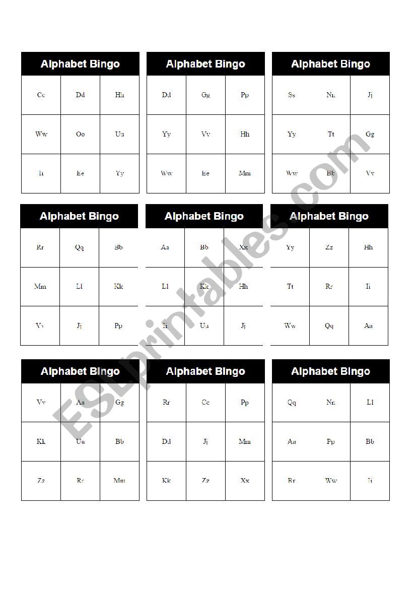 Alphabet Bingo worksheet