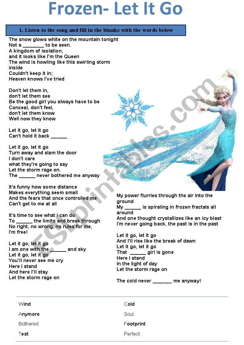 Song Activity: Let It Go, Frozen