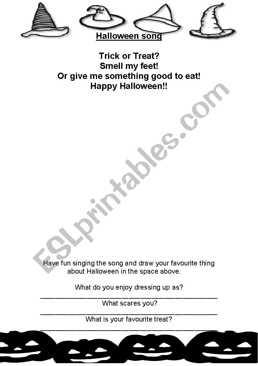 halloween song worksheet