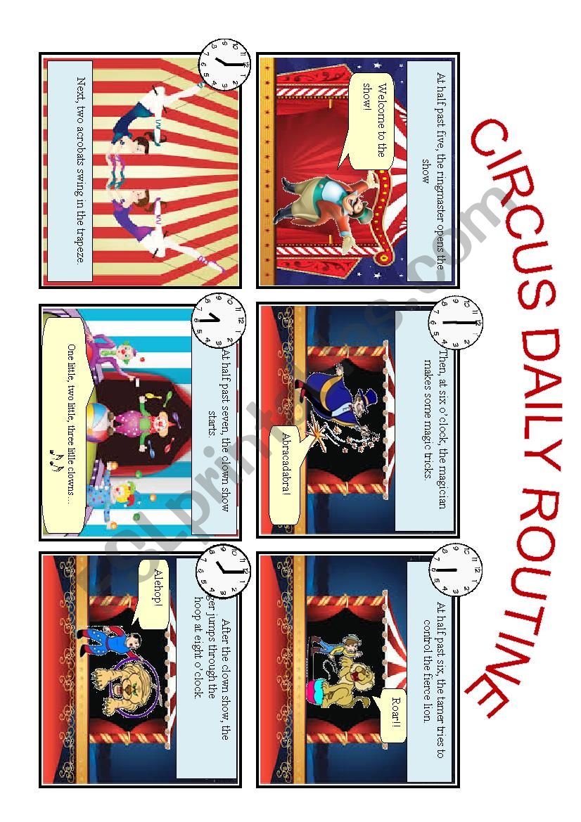 Circus daily routine worksheet