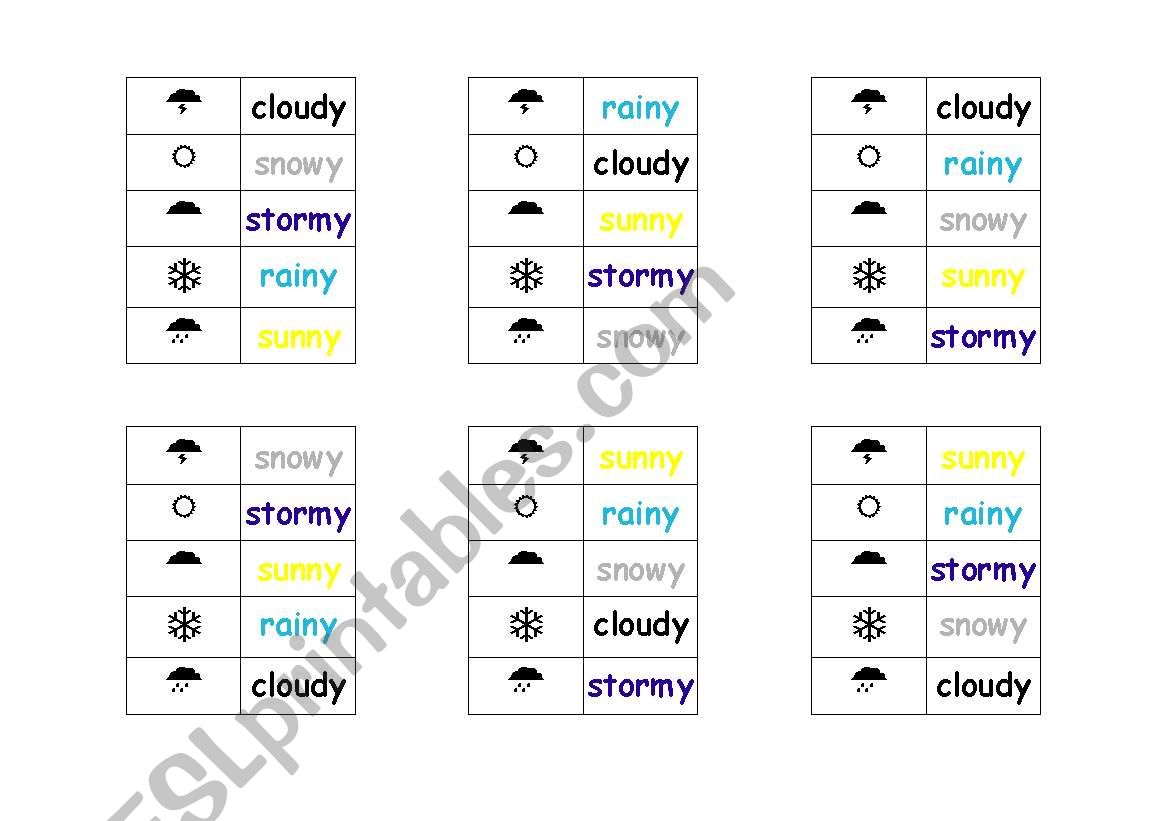 WEATHER DOMINOES worksheet