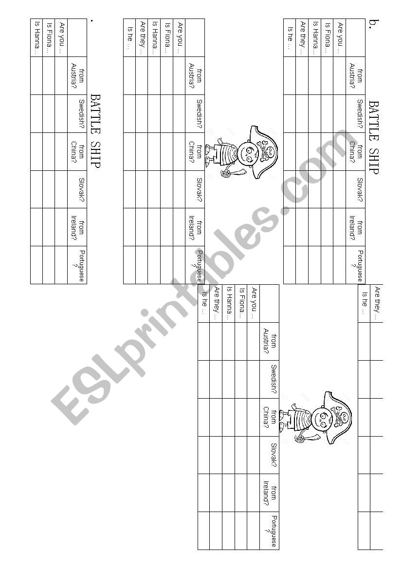 Countries and nationalities - battleship